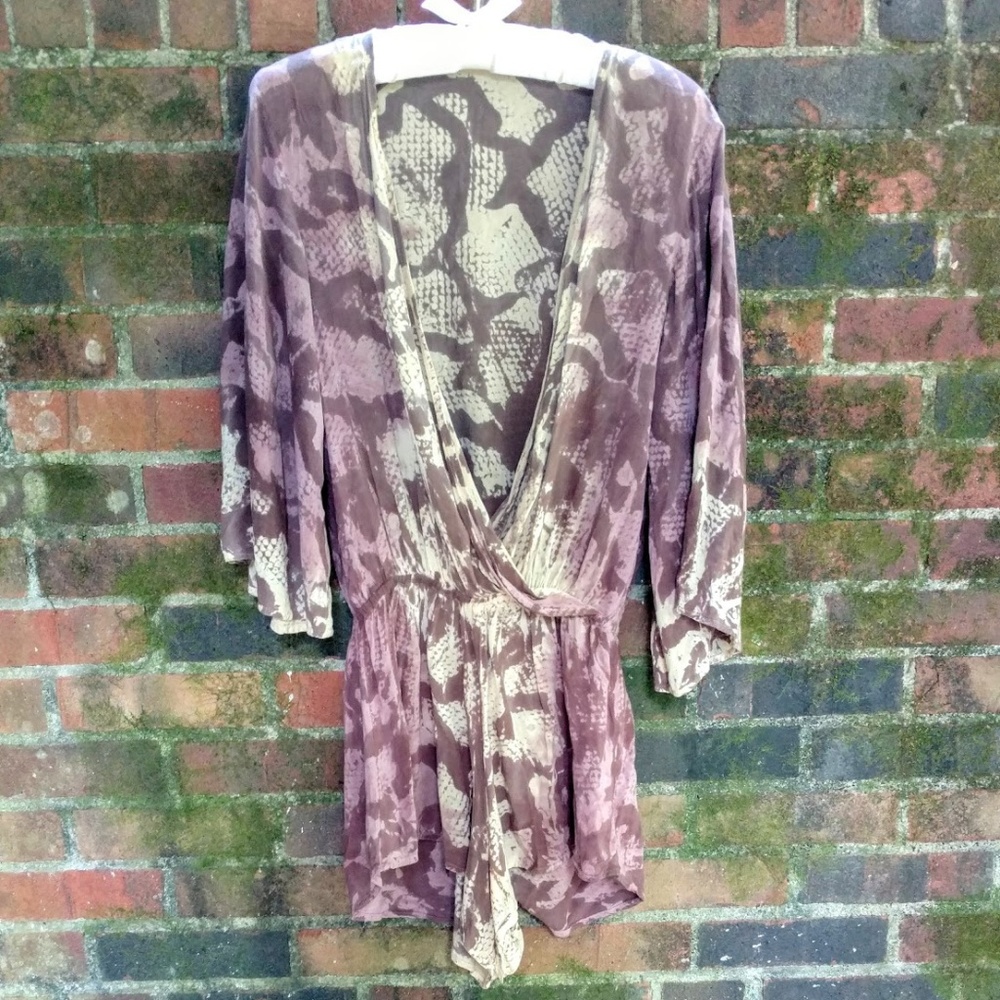 Planet Blue Snakeskin Romper Jumpsuit Coverup